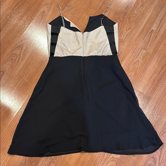 Solemio Cream and Black Spaghetti Strap Mini Sundress - Picture 2 of 5